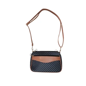 Bolso de mano negro, marrón y azul